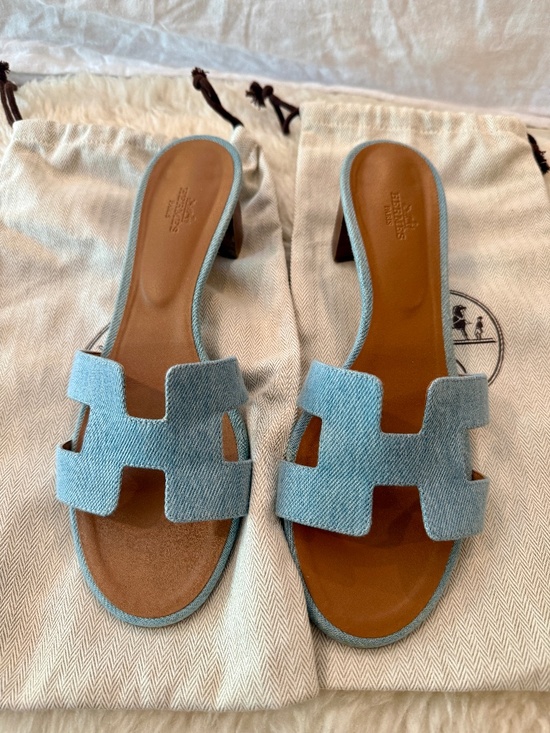 Hermes Shoes - Hermes Oasis Sandals Denim SZ 40.5